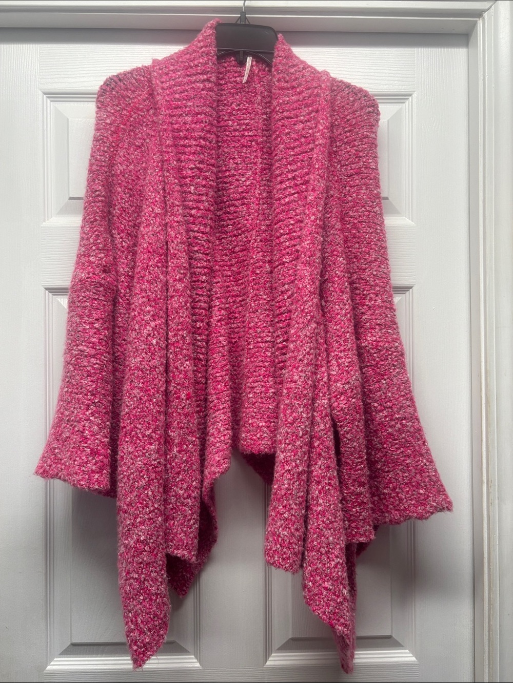 Free People Women's Pink Open-Front Cozy Knit Cardigan Oversized Sweater Small
